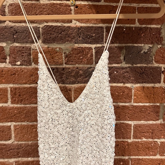 Lulu's White Sequined Backless Dress - Picture 4 of 6